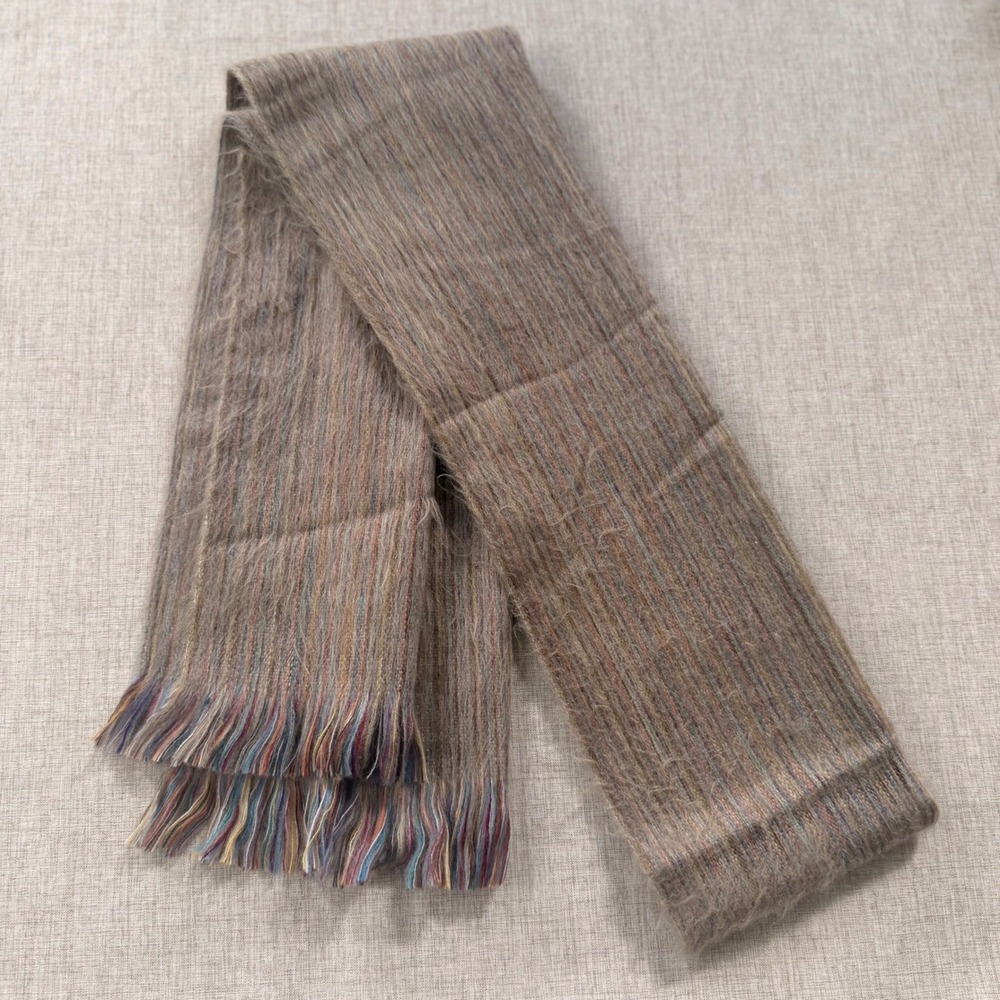 Alpaca Wool Blend Fringe Scarf Striped fall soft warm quiet luxury layering cozy